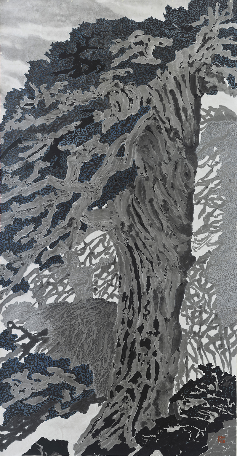 장병언, old tree 004, ink_and_light_color_on_paper, painting, 2025